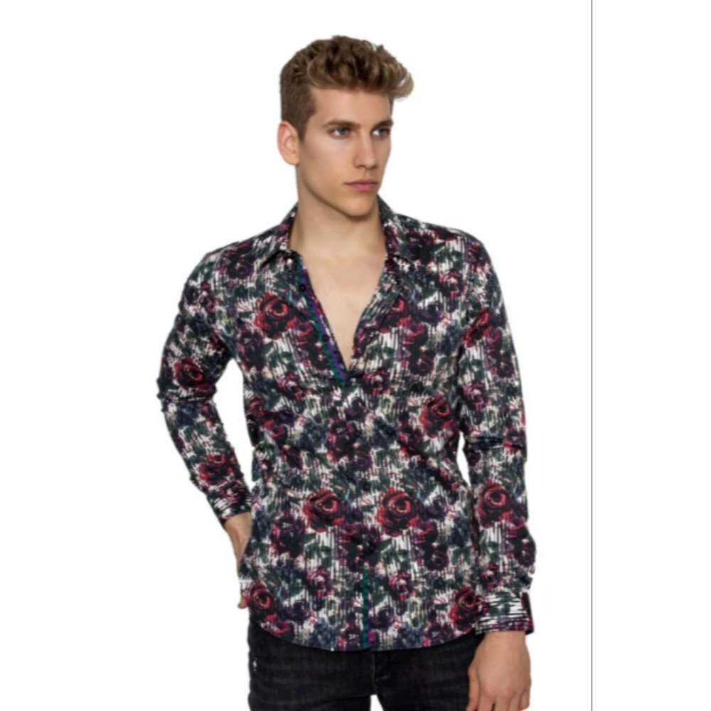 Barabas Deserve It Floral Print Multicolor Shirt Size L
